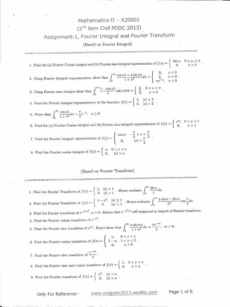 Solved Assignment - Fourier Transform | PDF