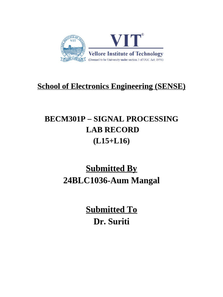 Signal Processing Lab Record | PDF | Digital Signal Processing ...