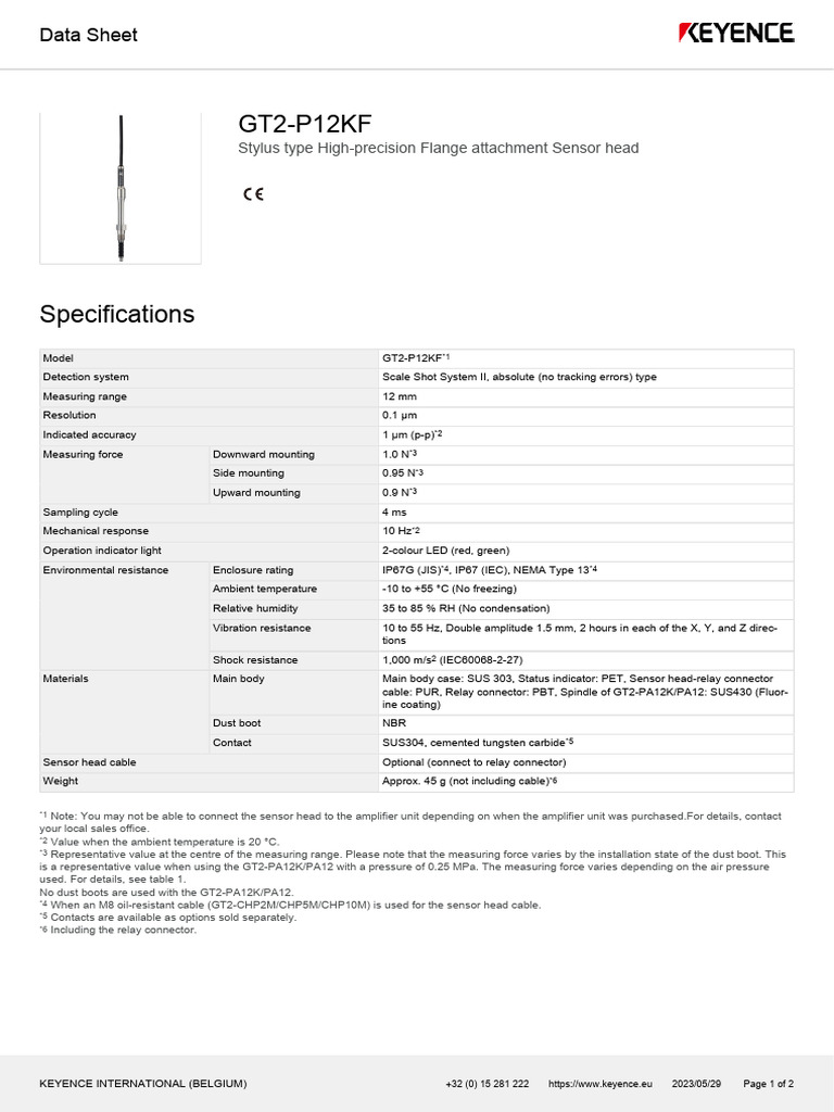 GT2-P12KF High-Precision Sensor Data Sheet | PDF | Electrical Connector ...