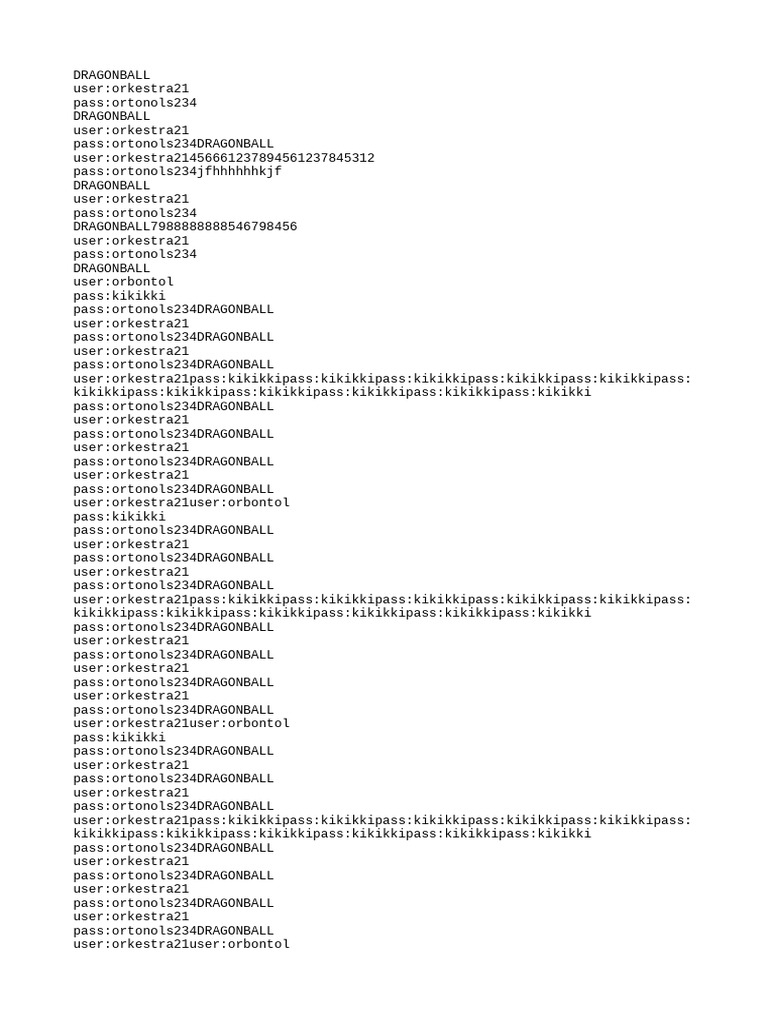 Dragonball User Credentials List | PDF