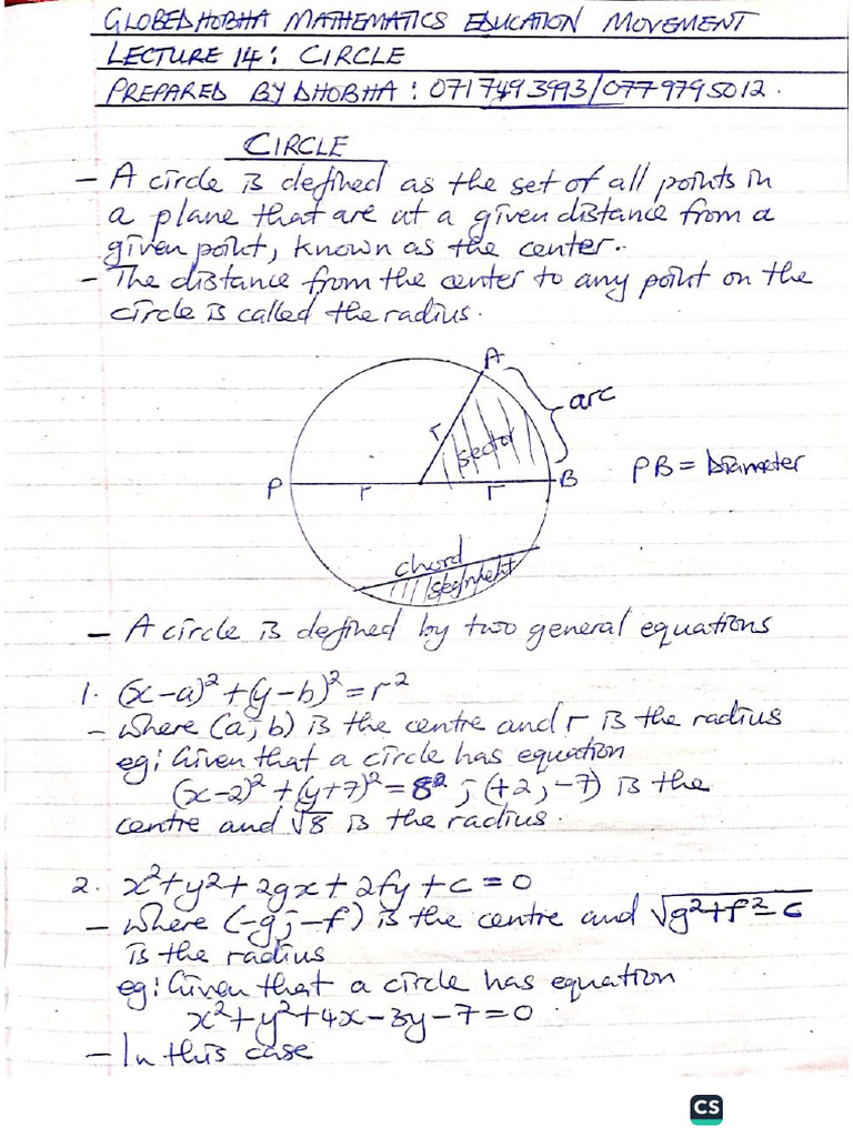Lecture 14 Circle by Dhobha | PDF