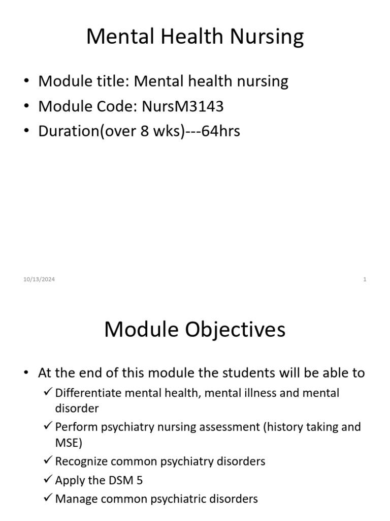 Mental Health Nursing Overview and Concepts | PDF | Mania | Bipolar ...