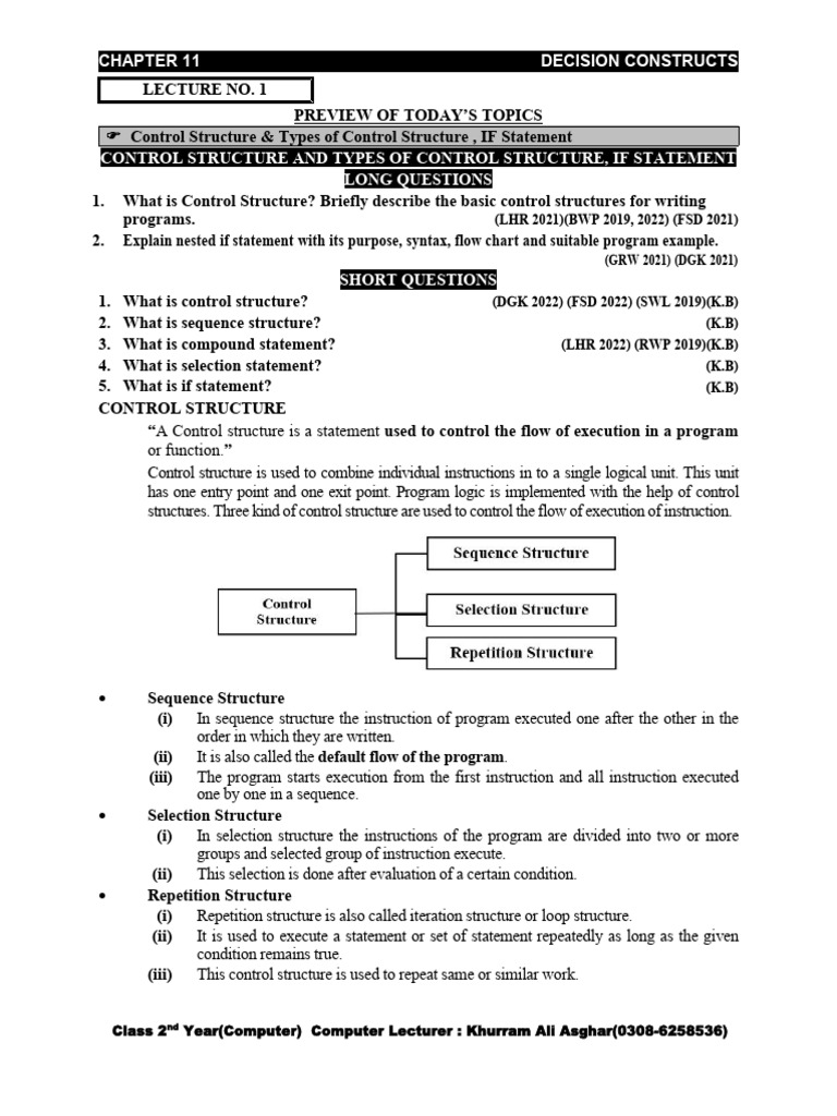 Control Structures and If Statements in C | PDF | Control Flow ...