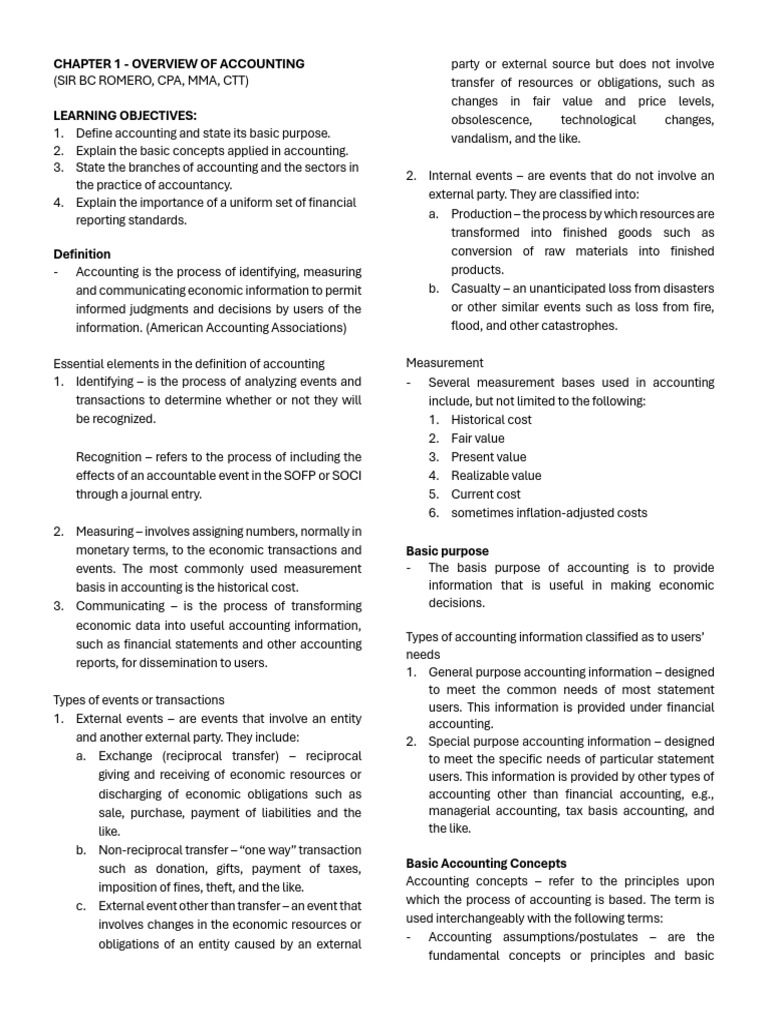 Chapter 1 Overview of Accounting | PDF | Accounting | International ...