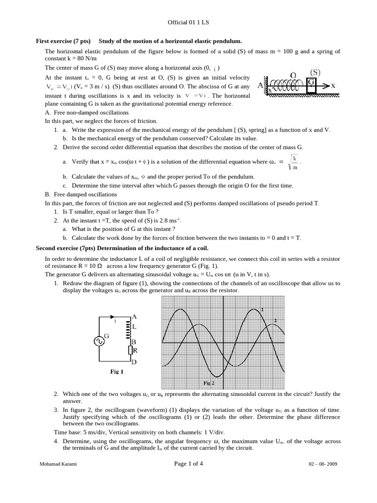 Official 01 1 LS With Solution | PDF | Oscillation | Inductor