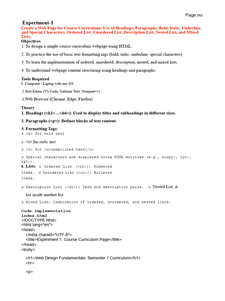 Web Designing ST1 (Vansh) | PDF | Html | Html Element