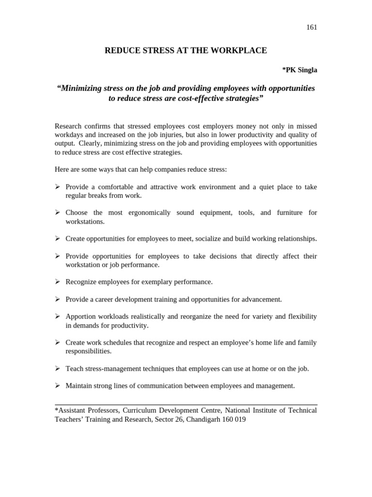Effective Strategies to Reduce Workplace Stress | PDF | Stress ...