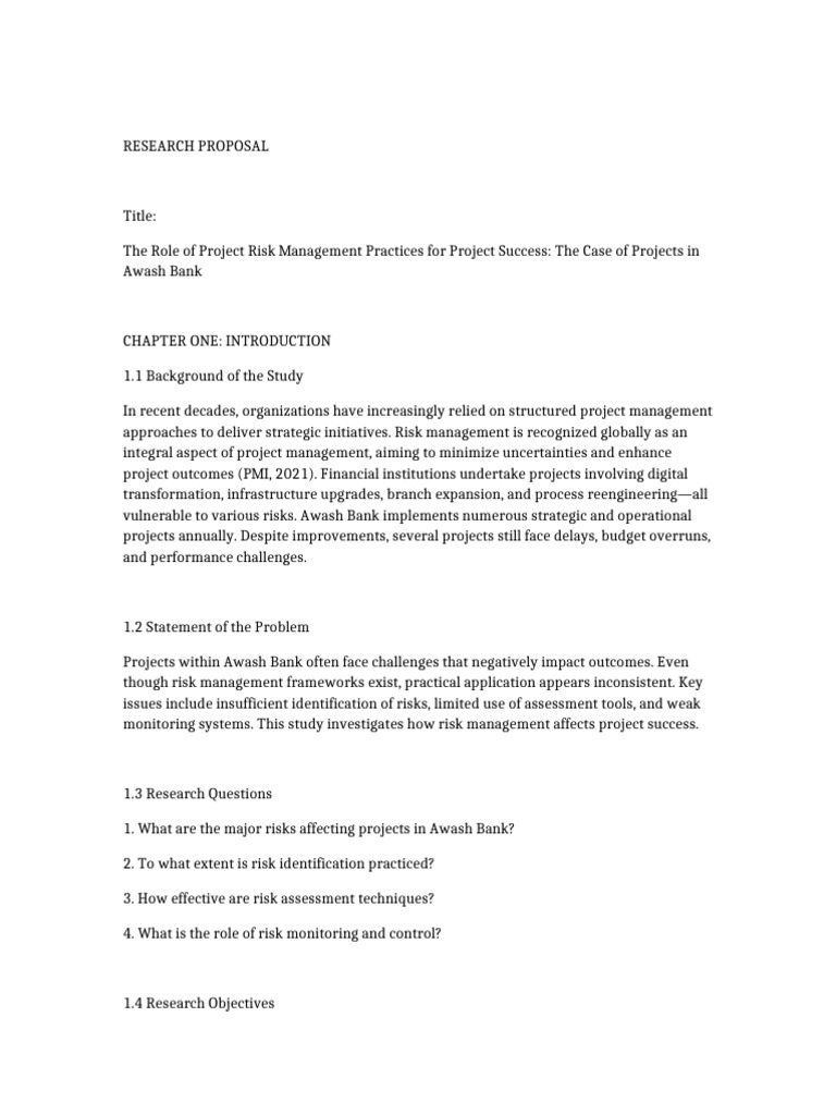Project Risk Management in Awash Bank | PDF | Risk | Risk Management