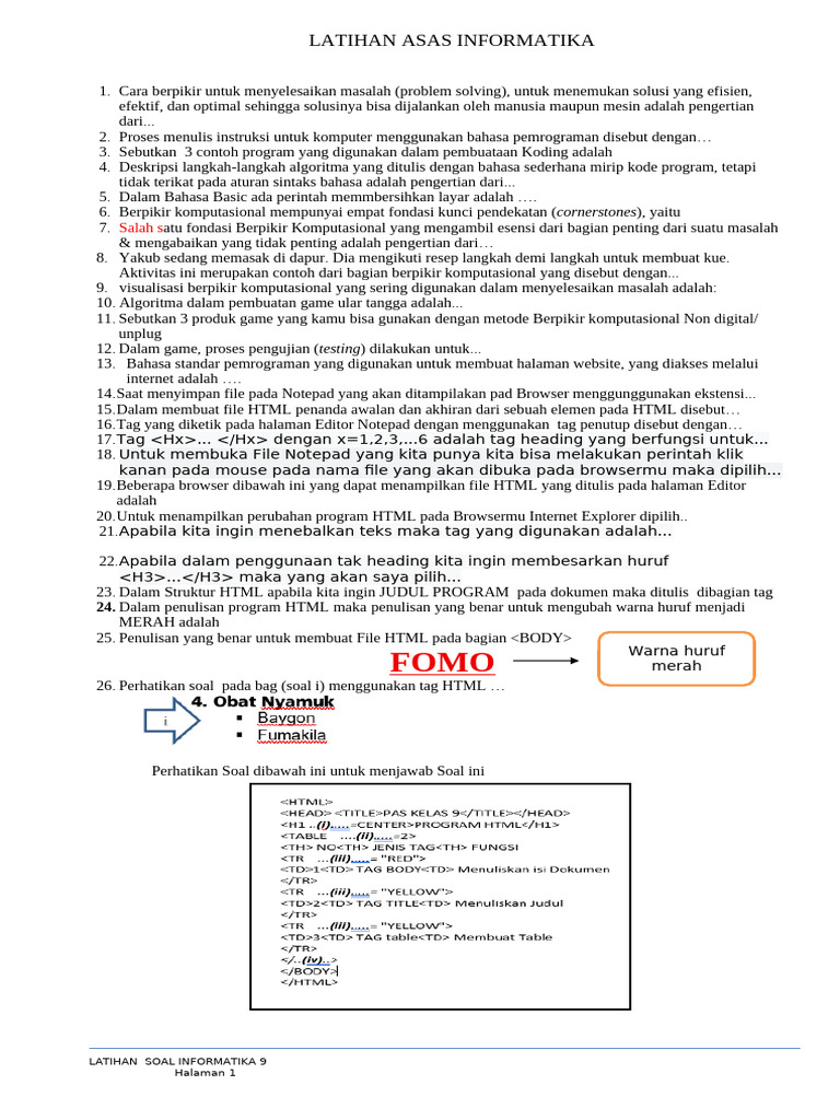 Latihan Dasar Informatika dan Koding | PDF