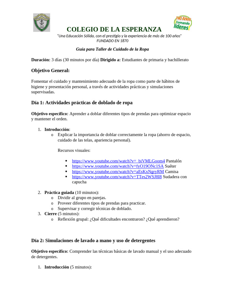 Guía para Taller de Cuidado de La Ropa | PDF | Ropa | Detergente