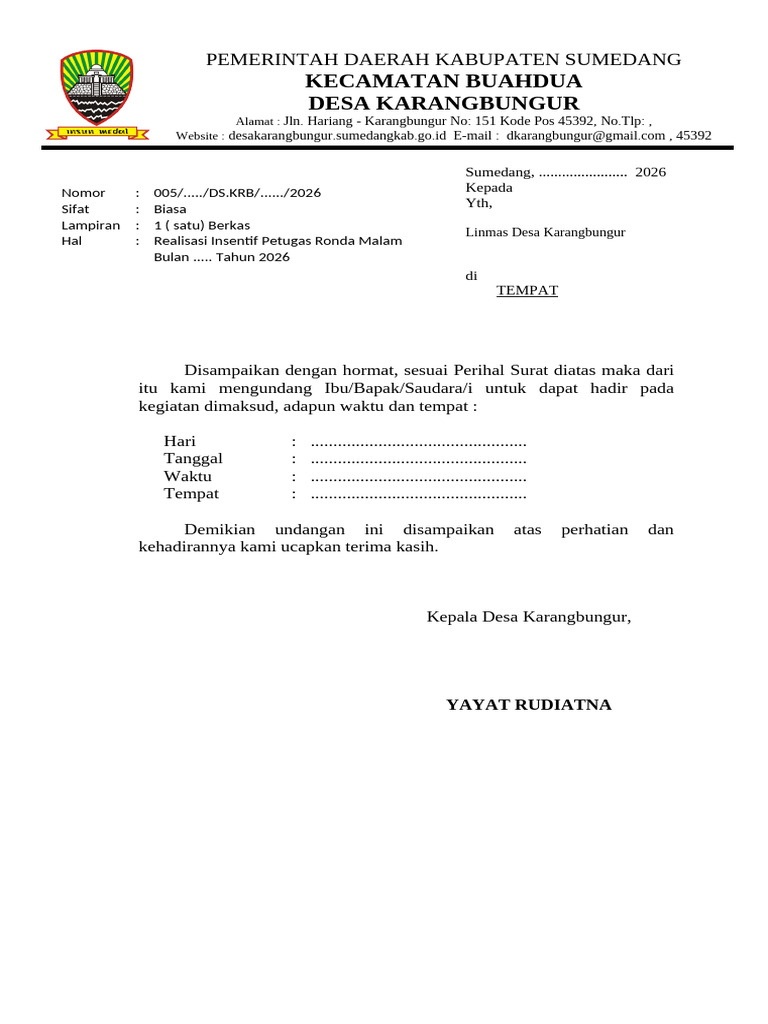Undangan Kegiatan Insentif Ronda Malam | PDF
