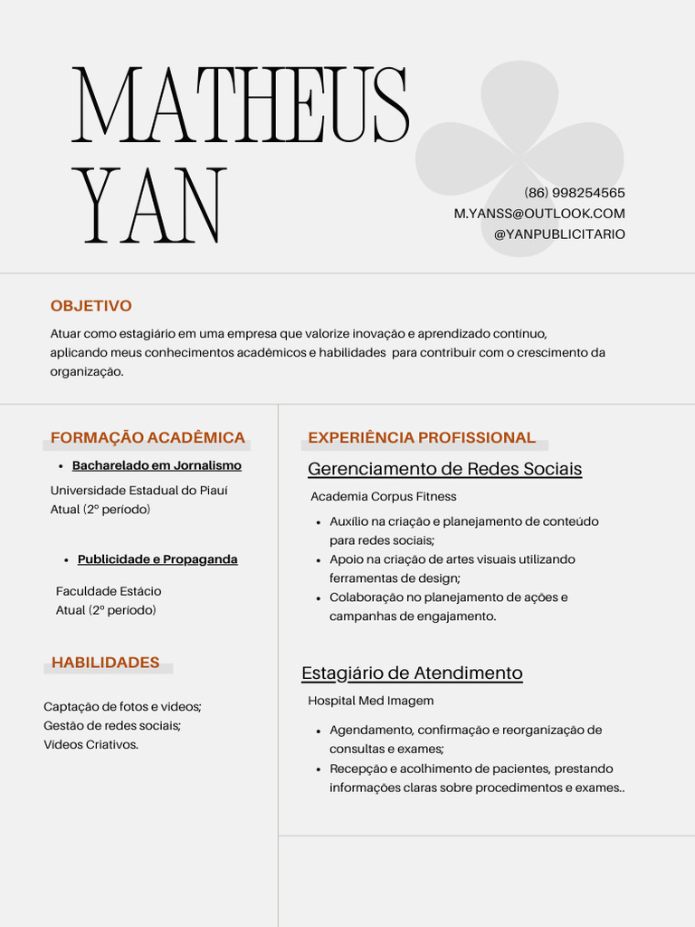 Currículo de Estágio em Comunicação | PDF