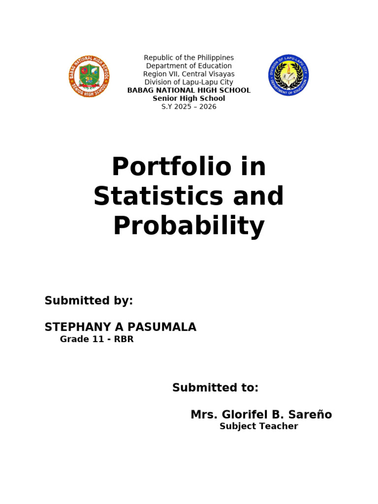 Senior High School Statistics Portfolio | PDF