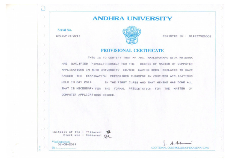 MCA Provisional | PDF