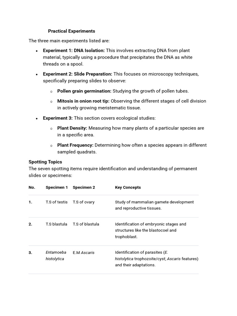 Practical Biology Experiments Guide | PDF