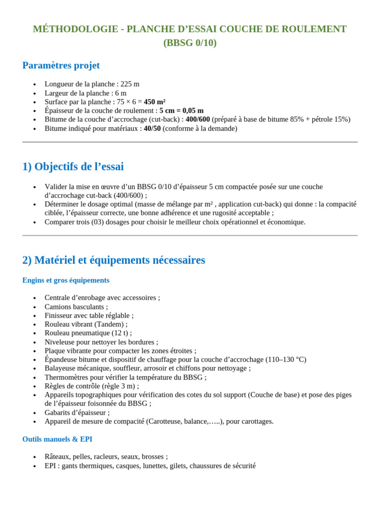 Essai BBSG 0/10 : Méthodologie et Dosages | PDF