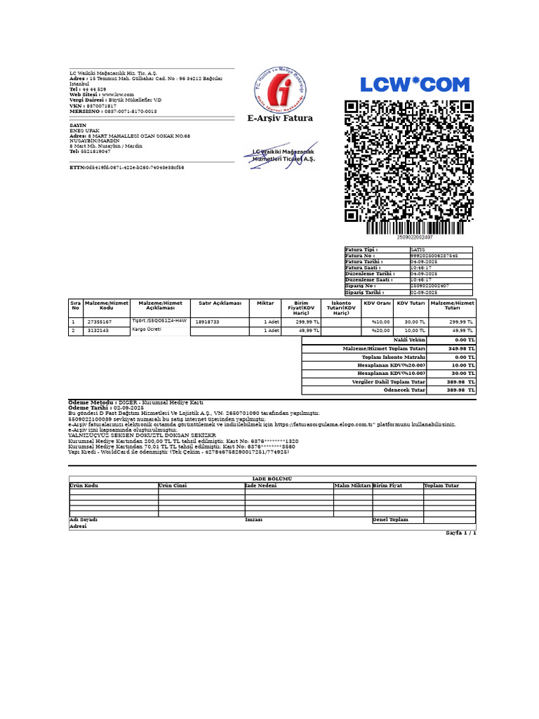 E-Arşiv Fatura | PDF