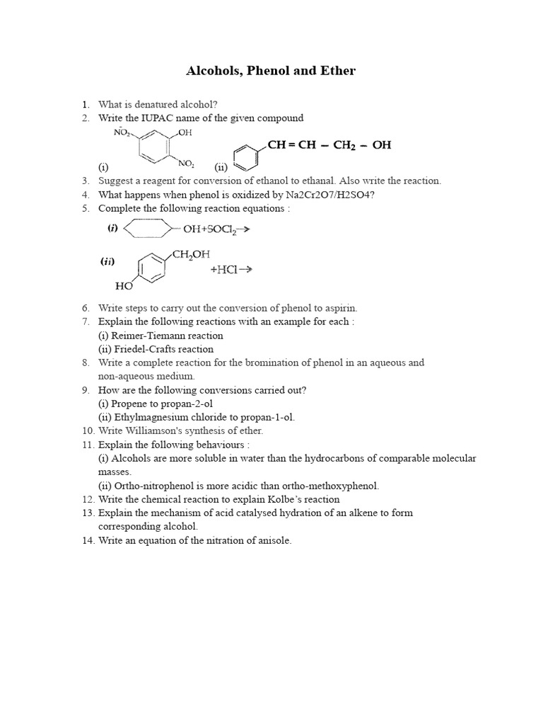 Alcohols, Phenol and Ether | PDF