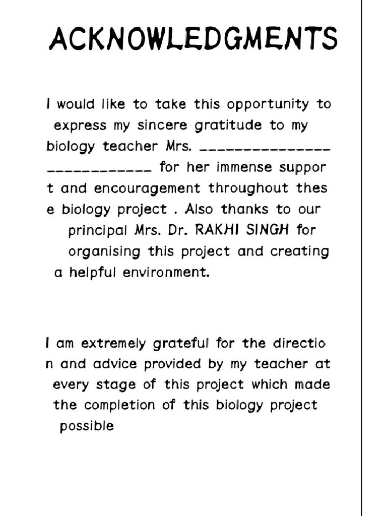 Biology Acknowledgement | PDF
