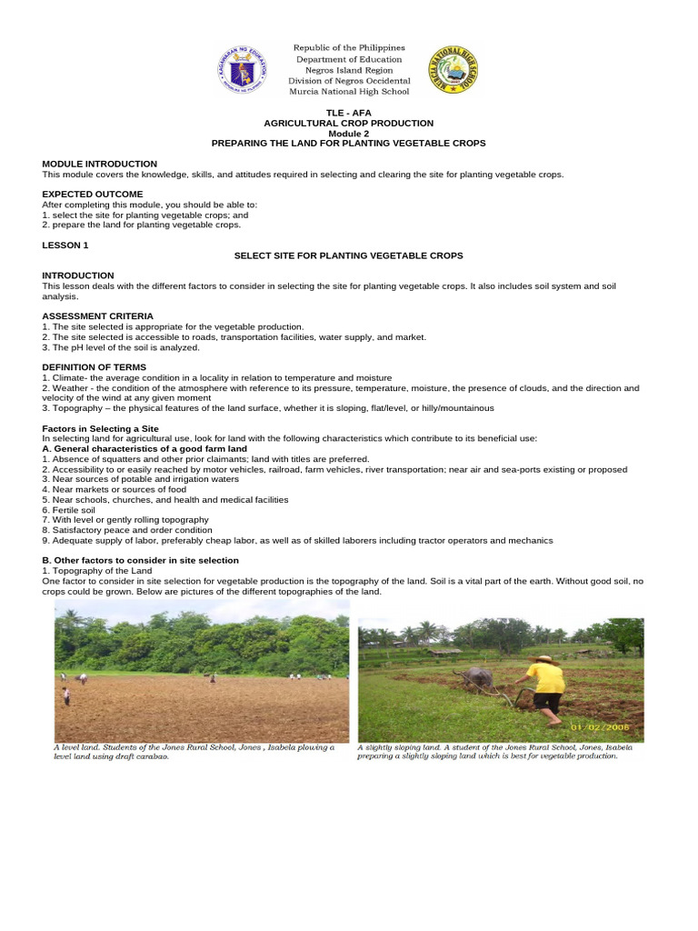 Preparing Land for Vegetable Crops | PDF | Tillage | Soil