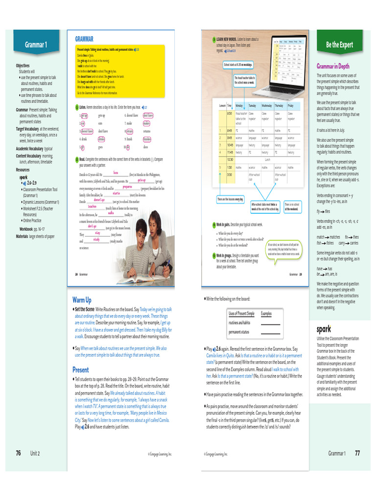 Aec Teen Lesson 1 Grammar Present Simple | PDF | Grammar | Linguistics