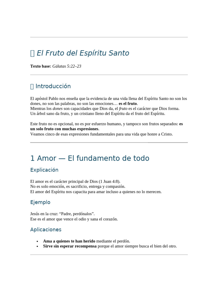 Fruto del Espíritu Santo en la Vida Cristiana | PDF | Fruto Del ...
