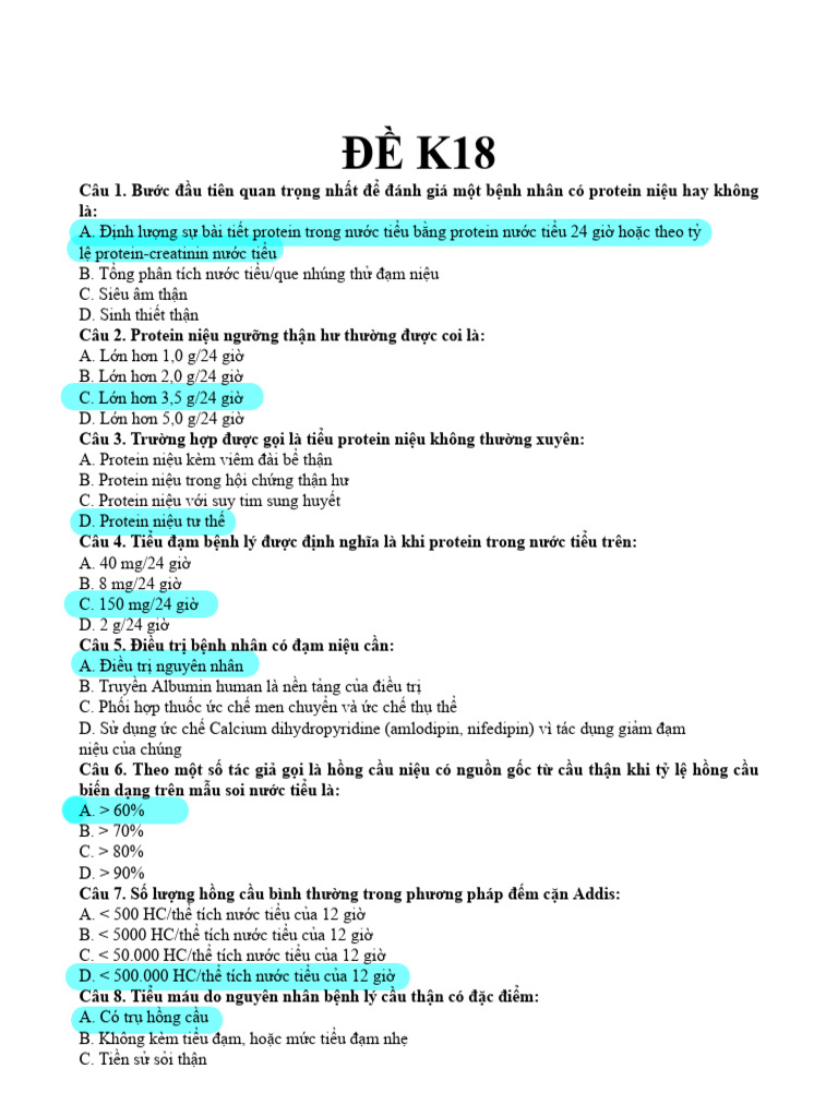 Đề K18 | PDF