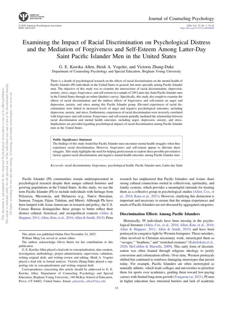 Examining The Impact of Racial Discrimination On Psychological Distress ...