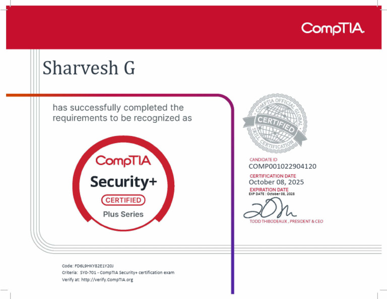 CompTIA Security+ SY0-701 Details | PDF