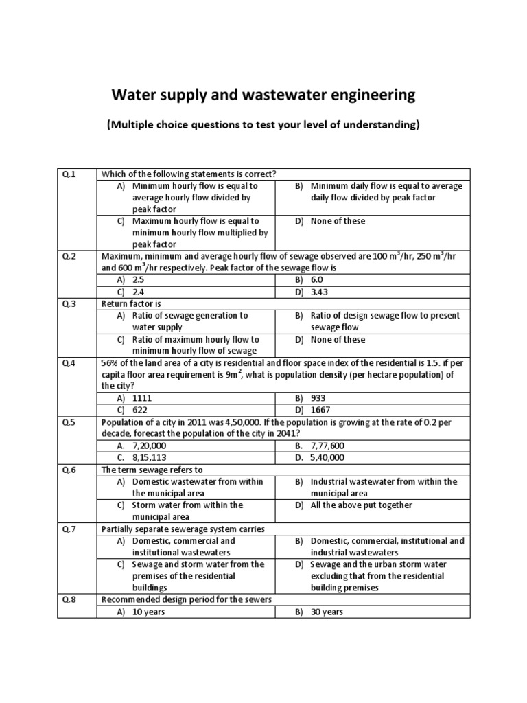 MCQWater Supply and Wastewater Engineering Sewage Treatment Toilet