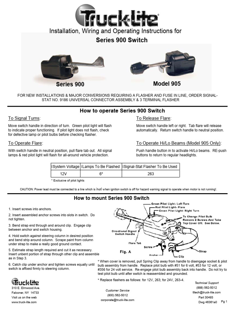 Series 900 Switch Installation Guide | PDF | Electrical Connector | Switch