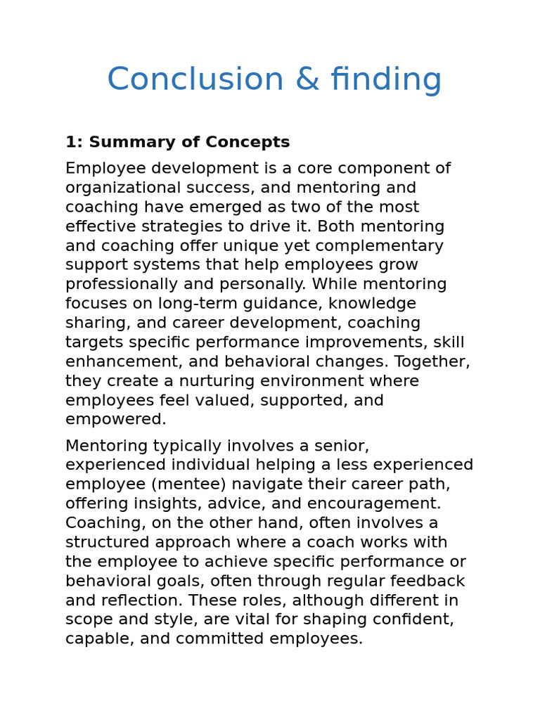 Conclusion & Finding | PDF | Mentorship | Leadership
