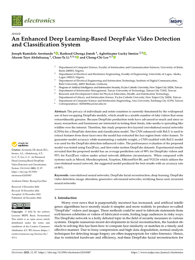 DeepFake Video Detection Using CNNs | PDF | Data Compression | Video