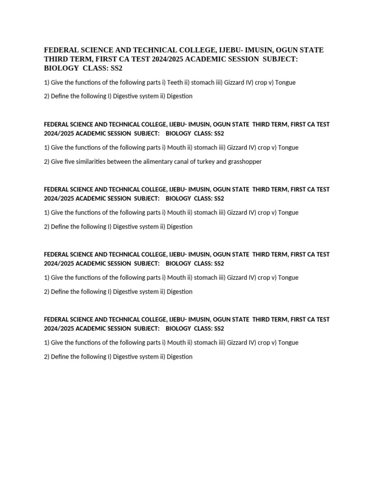 3rd Term First CA Ss2 | PDF