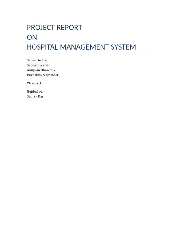 Hospital Management System Final Project | PDF