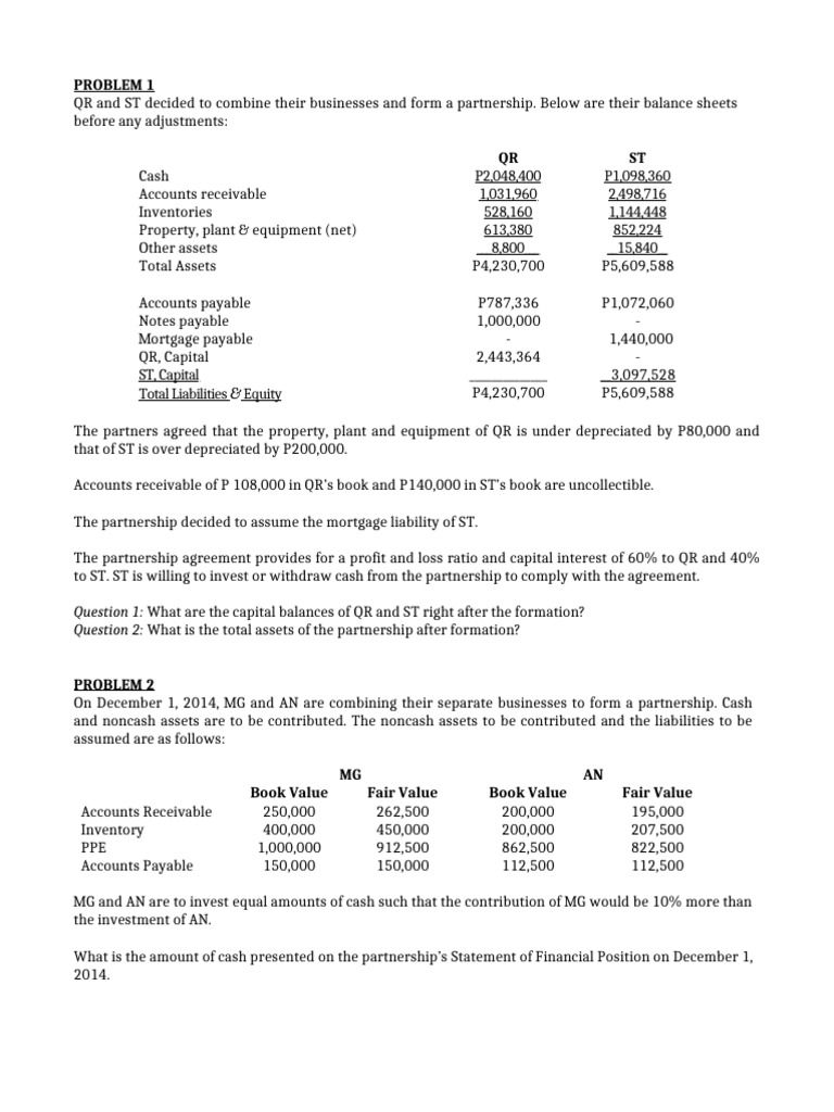 PP Partnership Formation | PDF | Book Value | Balance Sheet