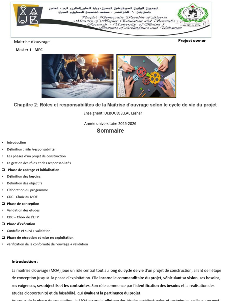 Rôles et responsabilités de la MOA en projet | PDF