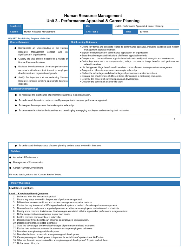 Performance Appraisal & Career Planning Guide | PDF | Performance ...