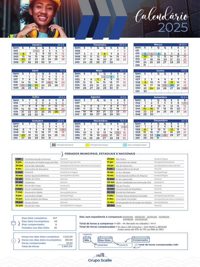 Feriados e Dias Úteis 2025 Brasil | PDF