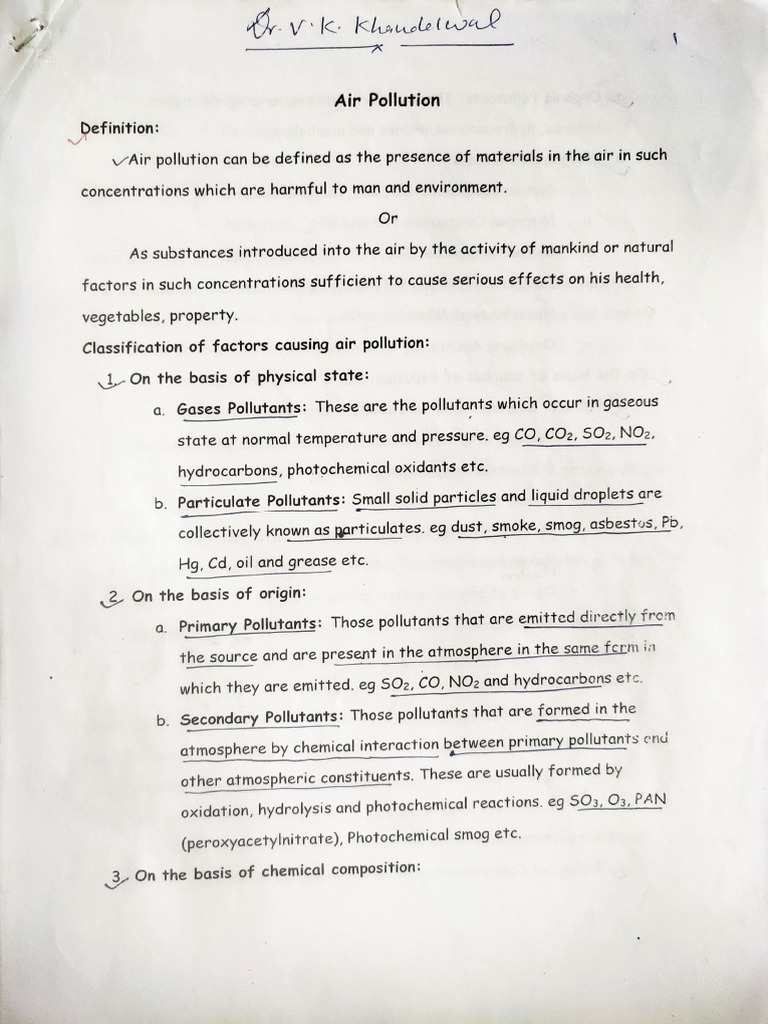 Air Pollution Notes | PDF