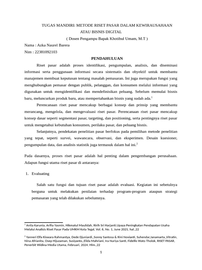 Metode Riset Pasar untuk Bisnis Digital | PDF