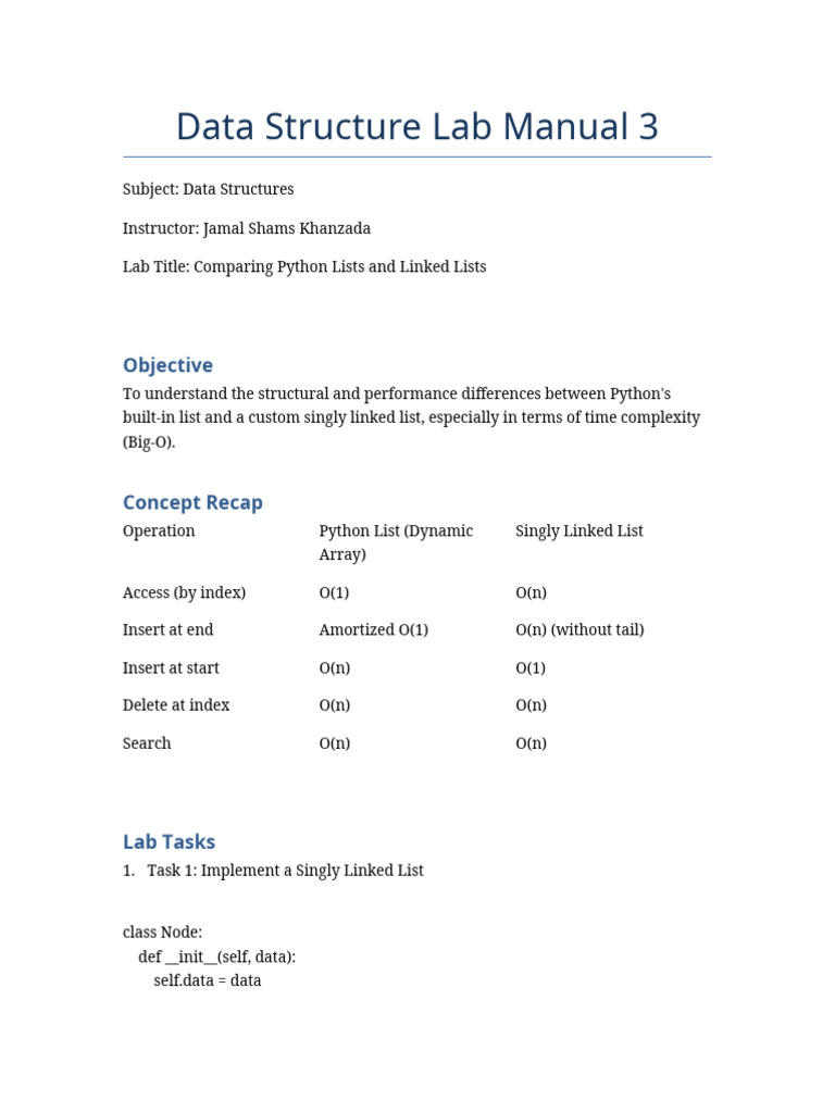 68d4d94ed23aaDSLab 03 Lists Vs LinkedLists | PDF | Computer Programming ...