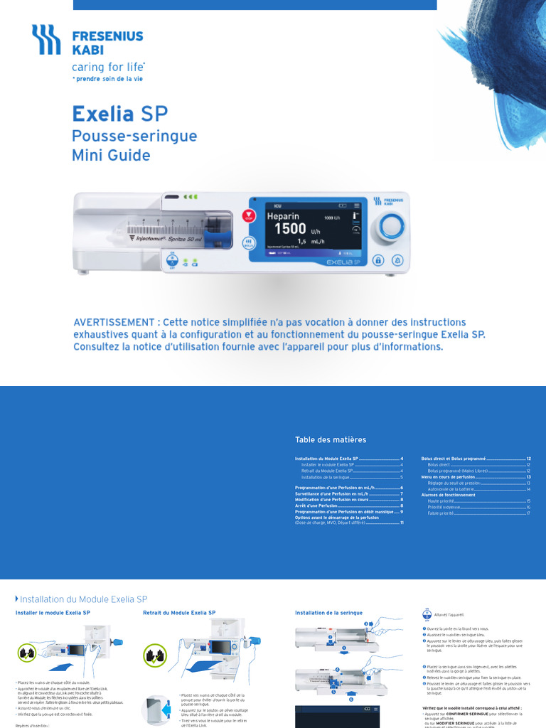 Guide d'utilisation du pousse-seringue Exelia SP | PDF