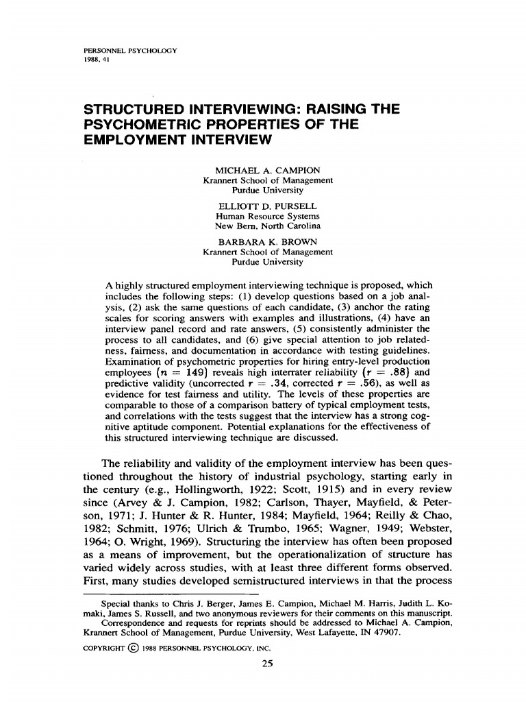 Structured Interviewing for Hiring Success | PDF | Validity (Statistics ...