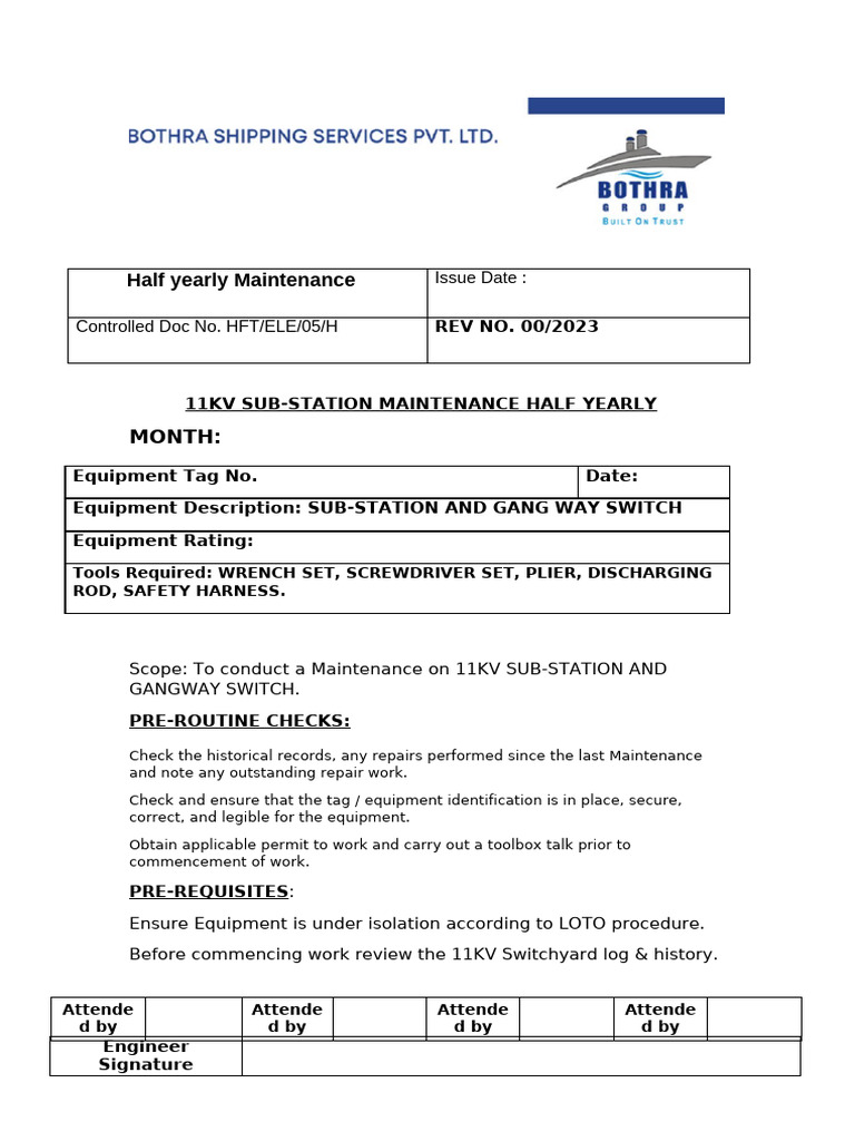 11KV Sub-Station Maintenance Guide | PDF