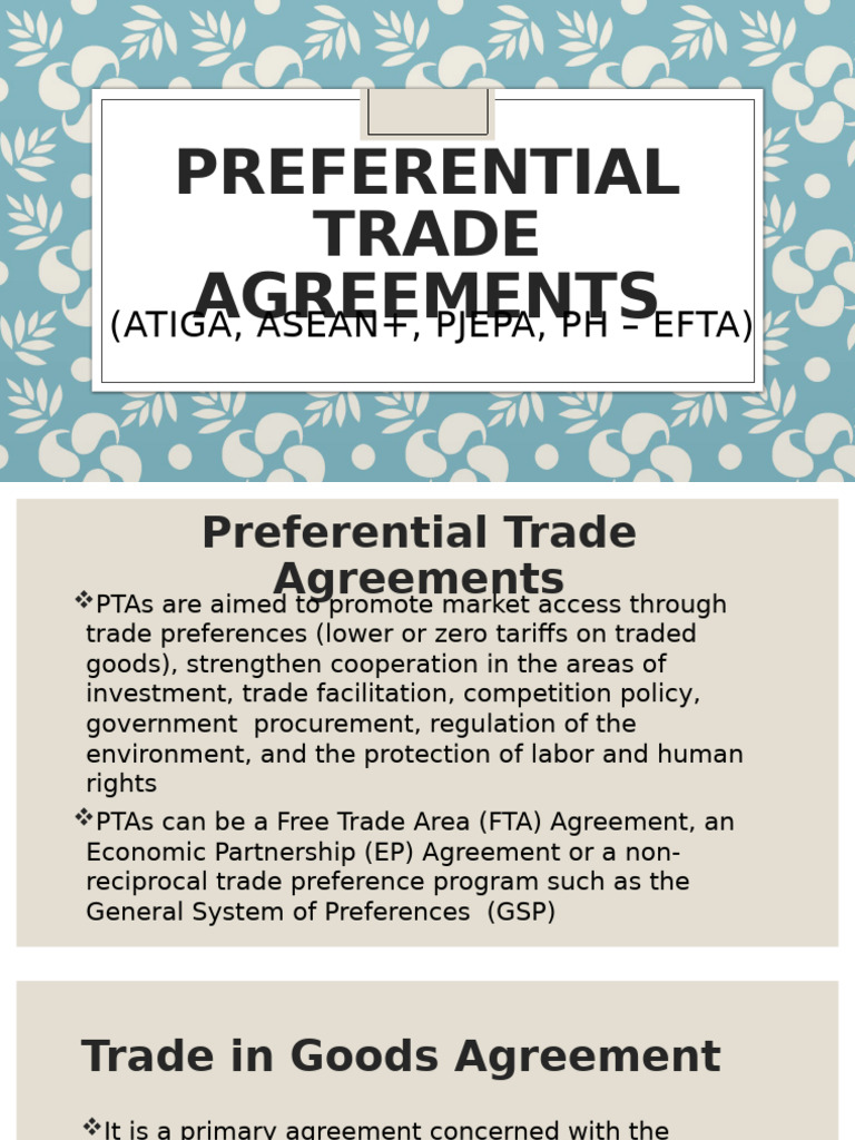 Overview of ASEAN Preferential Trade Agreements | PDF | Asean Free ...