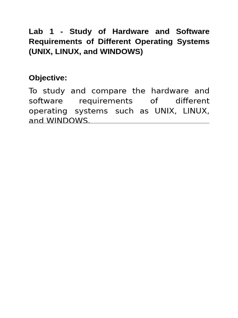 OS Hardware & Software Requirements Comparison | PDF | Operating System ...