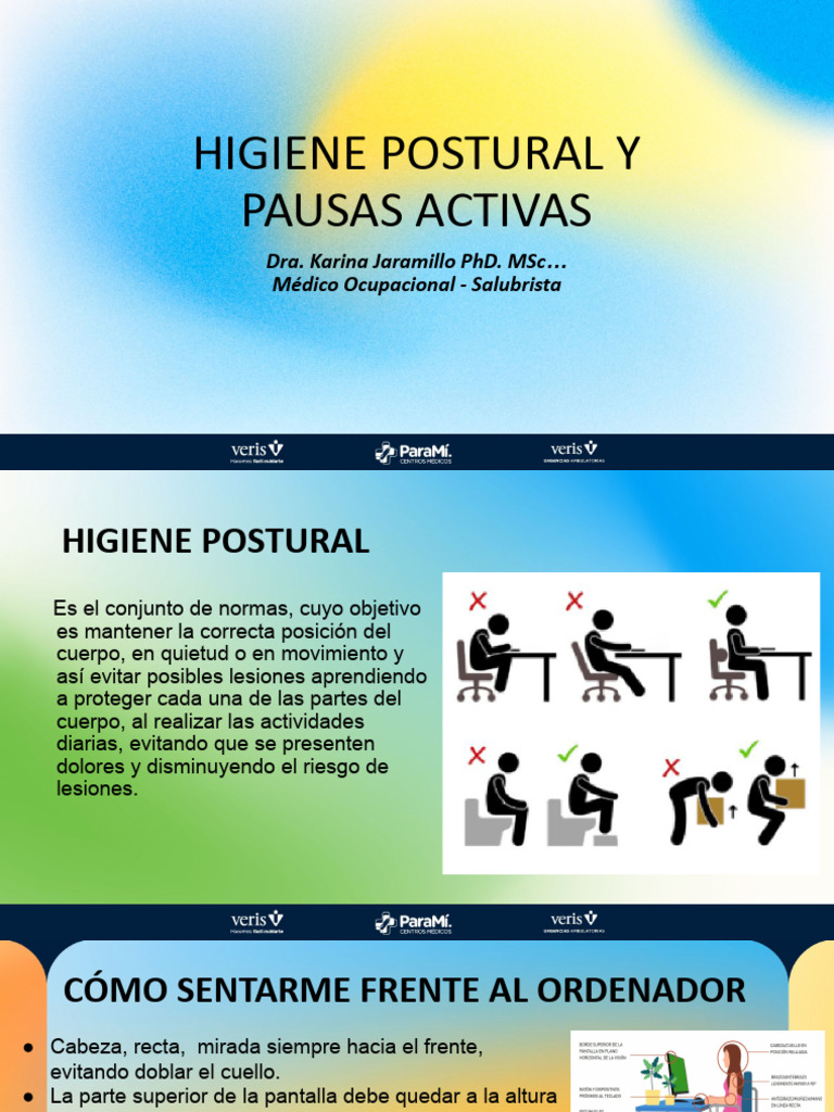 Higiene Postural y Pausas Activas | PDF | Dolor lumbar | Especialidades ...