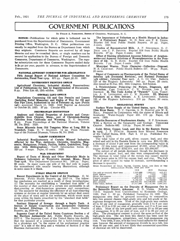 Government Publications Overview 1920 | PDF | Cement | Mining