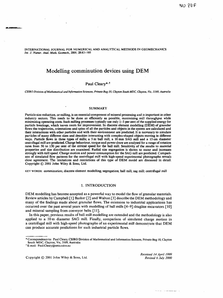 DEM Modelling of Comminution Devices | PDF | Mill (Grinding) | Force